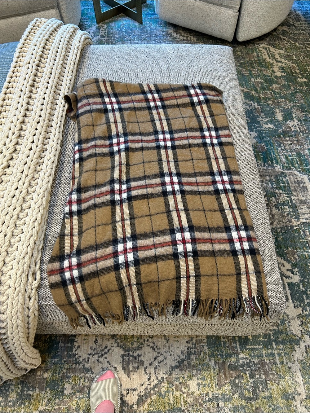 Classic Plaid Tan Throw Blanket - Neutral Home Accent